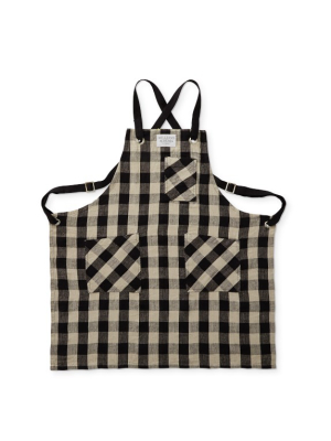 Café Linen Check Cross Back Apron