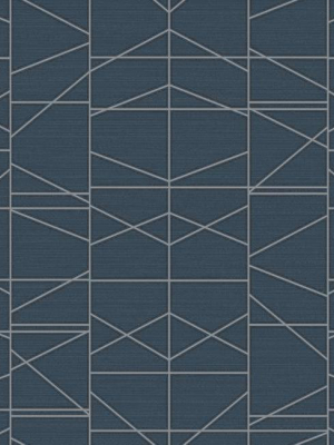 Modern Perspective Wallpaper In Navy And Silver From The Geometric Resource Collection By York Wallcoverings