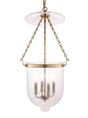 Hampton 4 Light Pendant Aged Brass