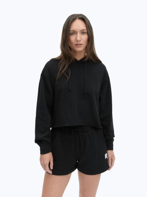 Reigning Champ Pima Terry Cropped Pullover Hoodie, Black