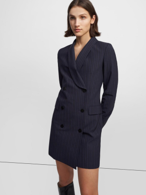 Shawl Blazer Dress In Striped Good Wool