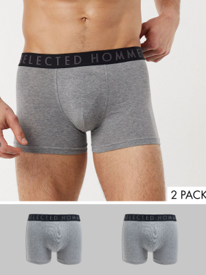 Selected Homme Organic Cotton 2 Pack Trunks In Gray