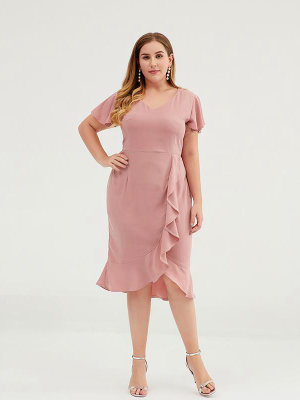 Irregular Agaric Hem Design Plus Size Elegant Dress