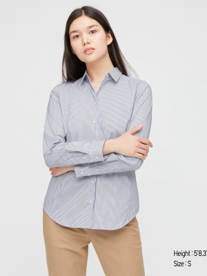 Women Supima® Cotton Stretch Striped Long-sleeve Shirt