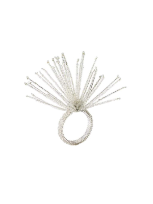 Kim Seybert Spider Bead Burst Napkin Ring In Crystal & Silver - Set Of 4