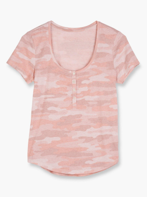 Lucky Brand Womens Camouflage Henley Tee