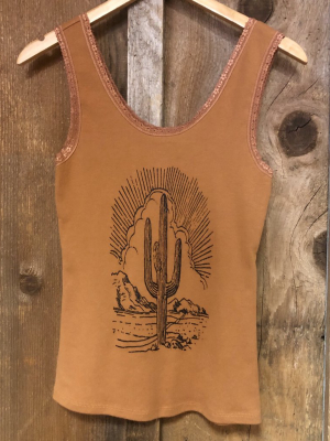 Cactus Lace Tank Cognac/blk