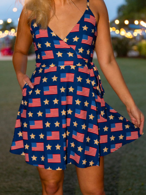 The National Anthem | American Flag Strappy Dress