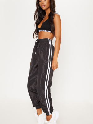 Black Contrast Track Stripe Shell Jogger