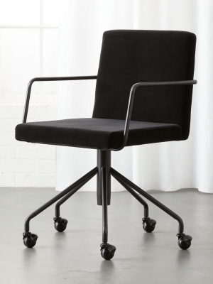 Rouka Black Velvet Office Chair