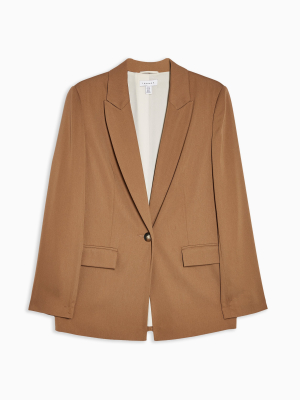 Tan Soft Single Breasted Suit Blazer