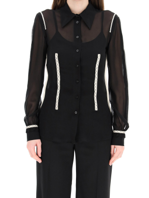 Moschino Embroidered Detail Sheer Shirt