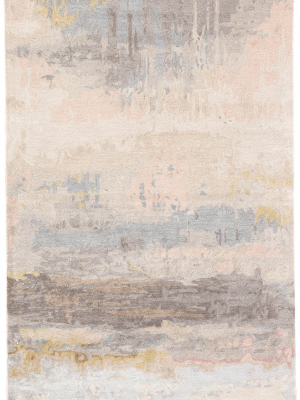 Benna Handmade Abstract Blush & Light Blue Area Rug