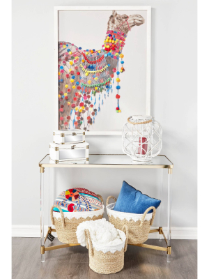 Olivia & May Large Set Of 3 Round Seagrass Baskets White/natural