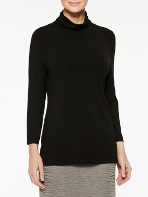 Jersey Turtleneck Top, Black