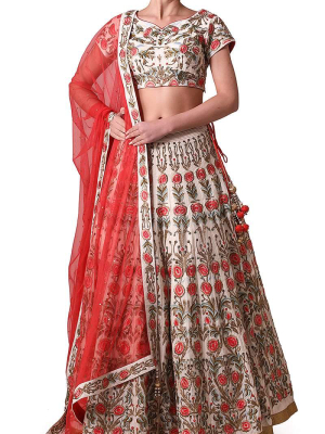 Embroidered Lehenga & Blouse Set