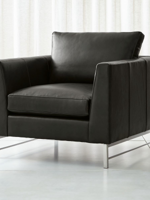 Tyson Leather Chair With Stainless Steel Base