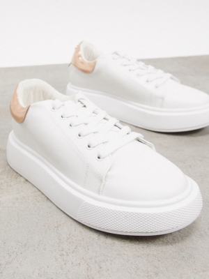 Lipsy Flatform Sneakers With Metallic Back Detail In White