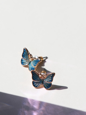 Blue Butterfly Stud Earrings