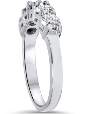 Pompeii3 1/2ct Diamond Wedding Five Stone Ring 14k White Gold