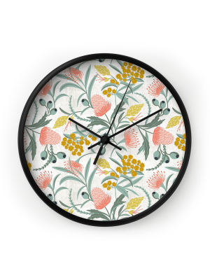 Marta Barragan Camarasa Flora Australis White Wall Clock - Deny Designs