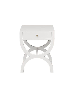 Alexis One Drawer Side Table In Matte White Lacquer