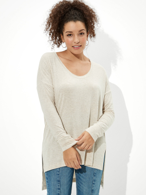 Ae Soft & Sexy Long Sleeve Scoop Neck Tunic T-shirt