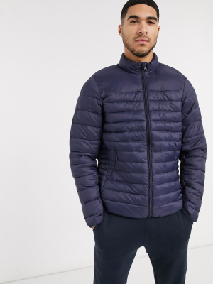 Pull&bear Lightweight Padded Jacket In Blue