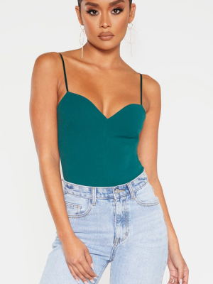 Emerald Green Sweetheart Neck Strappy Bodysuit