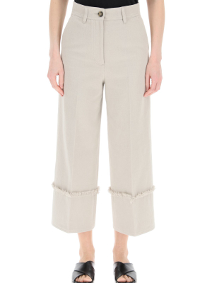 Msgm Frayed-detail Cropped Pants