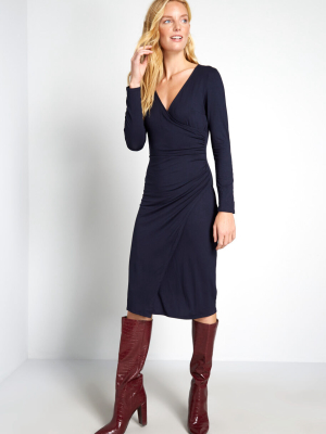 Knit On The Town Faux-wrap Dress