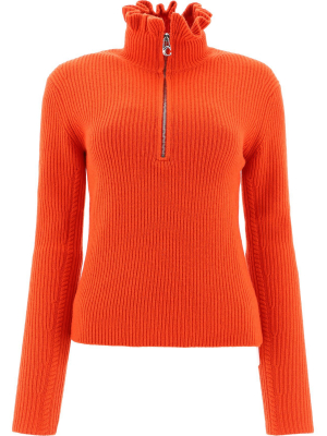 Chloé Ruffle Collar Zipped Jumper