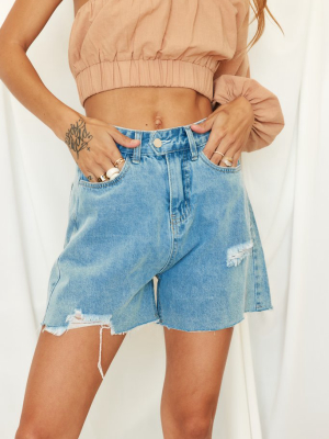 Dani High Rise Distressed Denim Shorts