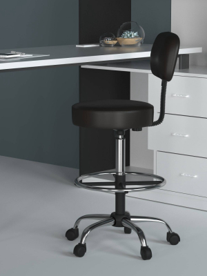 Caressoft Medical/drafting Stool With Back Cushion Black - Boss Office Products