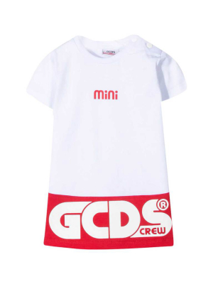 Gcds Kids Logo Printed Two-tone T-shirt Dress