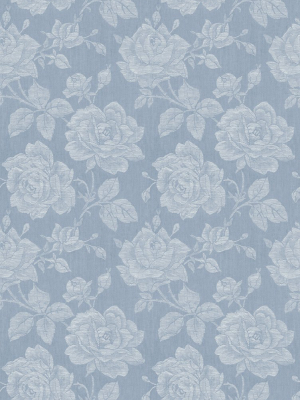 Garden Rose Wallpaper In Denim From The Spring Garden Collection By Wallquest