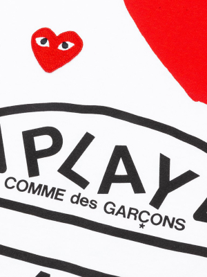 Comme Des Garcons Play Women's Red Multi Logo S/s T-shirt - White