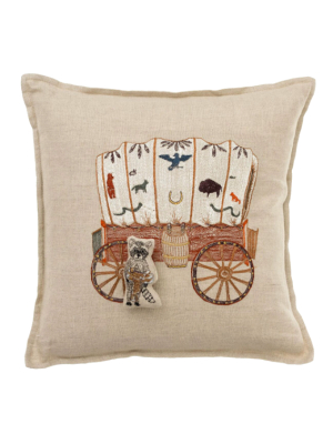 Coral And Tusk Raccoon Saddle Maker Wagon Pocket Pillow