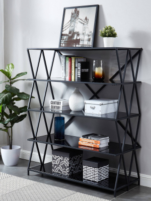 57.63" Werrin 5 Shelves Large Metal Display Bookshelf Black - Mibasics