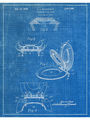 Toilet Seat 1936 Patent Art Print - Bathroom Blueprint