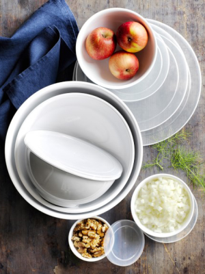 Melamine Mixing Bowls With Lid, Set Of 6, White