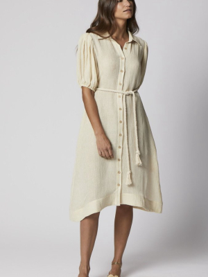 Natural Chios Gauze Pouf Shirt Dress