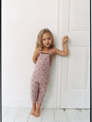 Polka Dot Knit Overalls