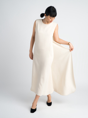 Turn Sleeveless Overlap Maxi Dress - Beige