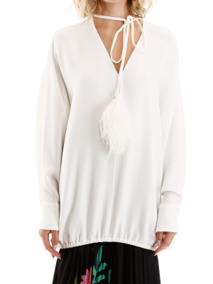 Valentino Feather Tassel Blouse