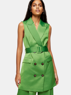 Green Satin Suit Blazer