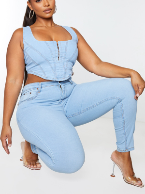 Plus Light Wash High Waisted Skinny Jean