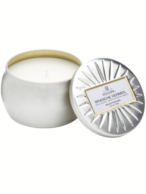 Petite Decorative Tin Candle In Branche Vermeil