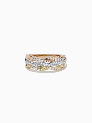 Effy Trio 14k Tri Tone Gold Diamond Ring, 0.34 Tcw