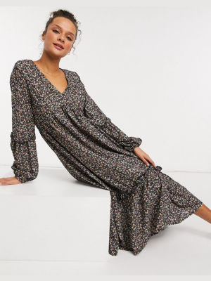 In The Style X Jac Jossa Midi Smock Dress In Floral Print